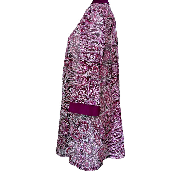 R&M RICHARDS Open Front Layering Cardigan Size 12 | Textured Sheer Purple Pink - Picture 7 of 11